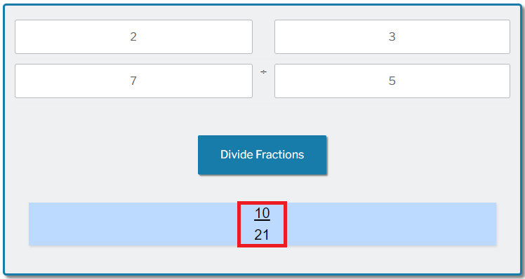 Divide Fractions calculator