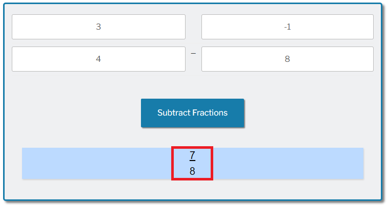 Subtract Fractions Calculator