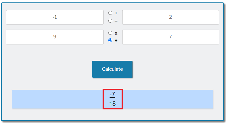 Fractions Calculator - Divide