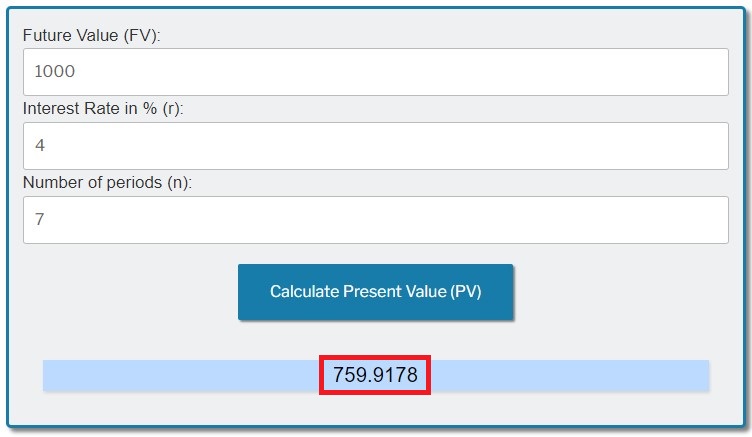 Present Value (PV) Calculator