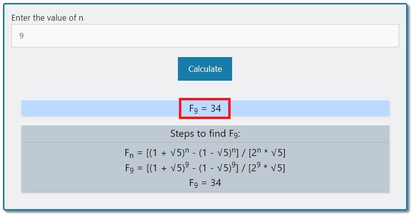 Fibonacci Sequence Calculator (with steps)