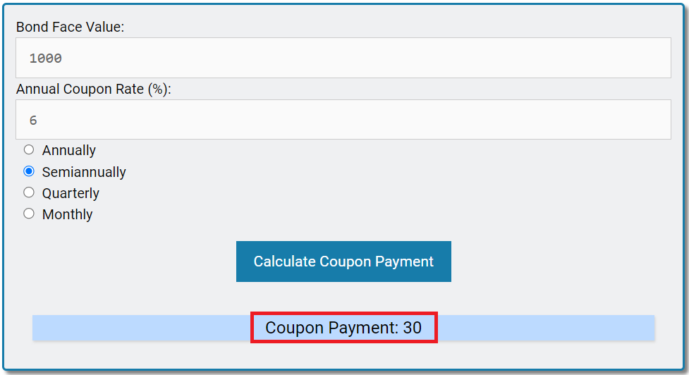 Coupon Payment Calculator